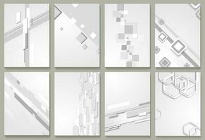 Abstract minimal tech geometric backgrounds set vector