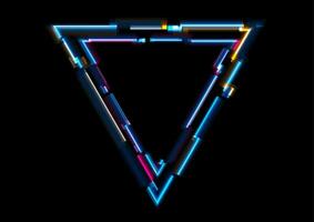 Abstract tech glowing neon triangle vector background with glitch effect