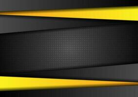 Bright yellow and black stripes abstract tech corporate background vector