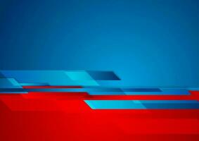 Blue red contrast technology geometric abstract background vector