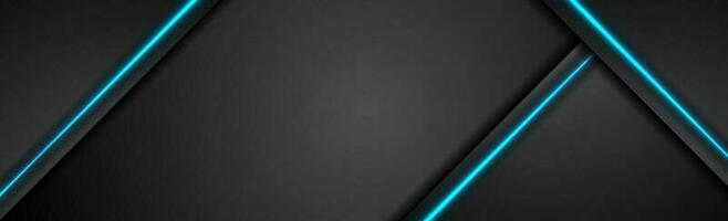 Black tech concept banner with blue light vector