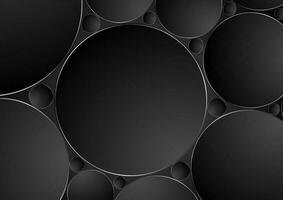 Black geometric circles with grey silver outlines vector
