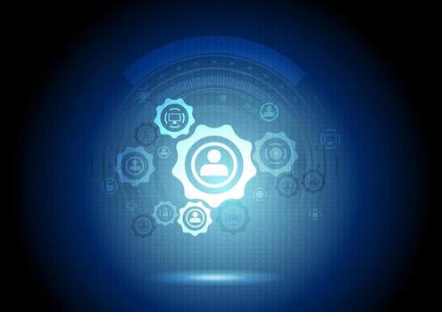 resumen comunicación antecedentes con engranajes y íconos vector