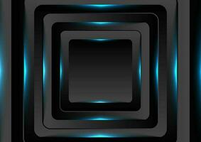 Black squares with blue neon light background vector