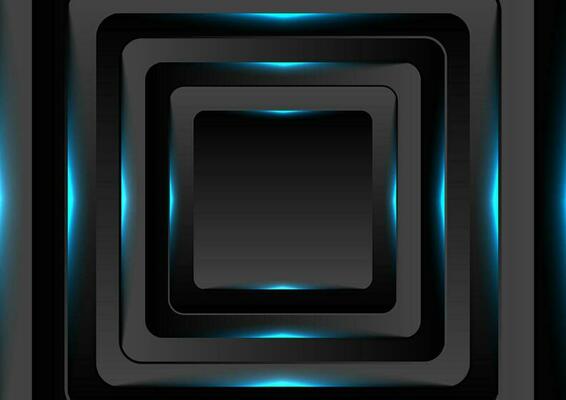 Black squares with blue neon light background