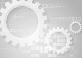 Grey high technology background with gears and squares vector