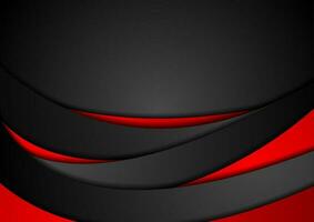 Red and black abstract wavy corporate background vector