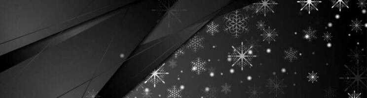 Black abstract snowflakes Christmas corporate banner design vector