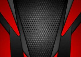 Abstract red and black contrast tech background vector