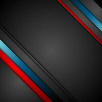 Black background with red and blue stripes vector