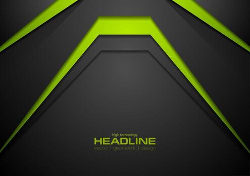 Tech black and green abstract background vector