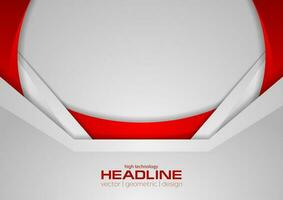 Abstract grey and red tech corporate wavy background vector