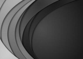 Dark monochrome material corporate waves background vector