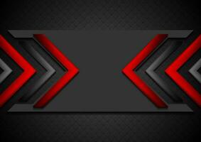 Black and red abstract tech background with glossy arrows vector