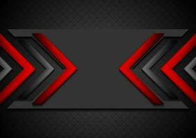 Black and red abstract tech background with glossy arrows vector