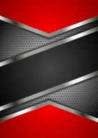 Red and black abstract tech metal design vector