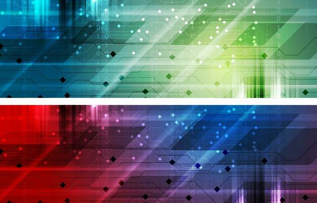Bright abstract technology headers banners