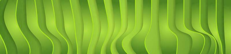 Abstract banner with green paper refracted geometric waves vector