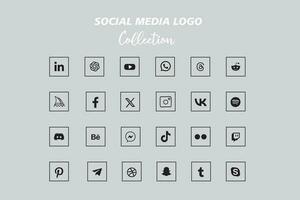 popular social red logo icono colección vector