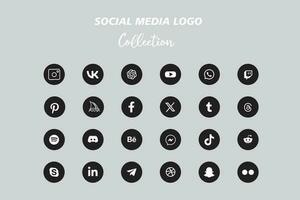 Popular social network logo icon collection vector
