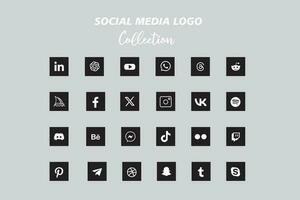 Popular social network logo icon collection vector