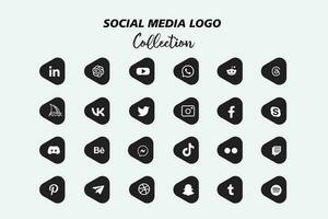 Popular social network logo icon collection vector