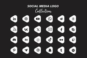 Popular social network logo icon collection vector