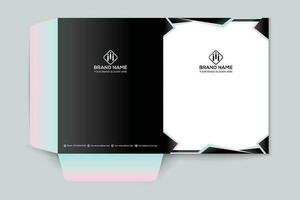 Black shape presentation folder design vector