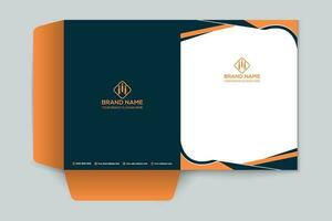 orange  and black color presentation folder design vector