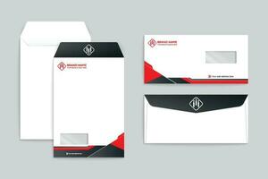 Red and black color envelope design vector