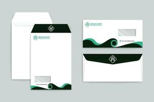 green  and black color envelope design vector