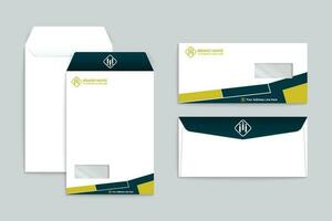 green  and black color envelope design vector