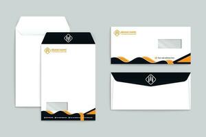 orange  and black color envelope design vector