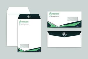 green  and black color envelope design vector