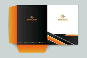 orange  and black color presentation folder design vector