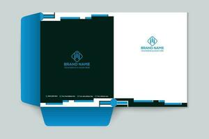 blue  and black color presentation folder design vector