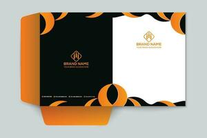 orange  and black color presentation folder design vector