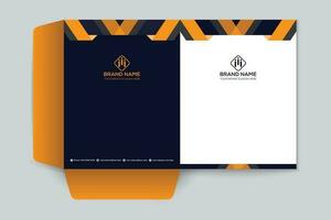 orange  and black color presentation folder design vector