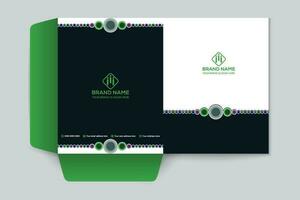 green  and black color presentation folder design vector