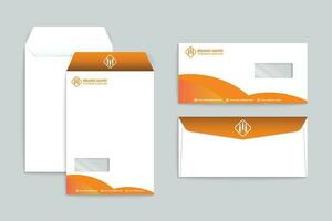 Orange shape envelope design vector