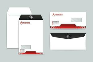 Red and black color envelope design vector