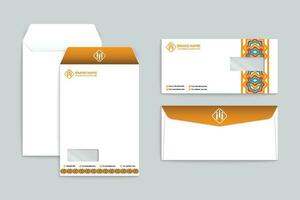 Orange shape envelope design vector