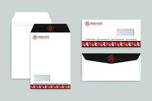 Red and black color envelope design vector