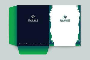 green  and black color presentation folder design vector