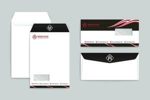 Red and black color envelope design vector