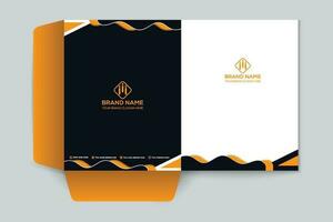 orange  and black color presentation folder design vector