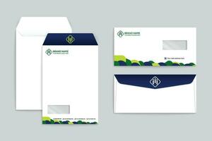 green  and black color envelope design vector