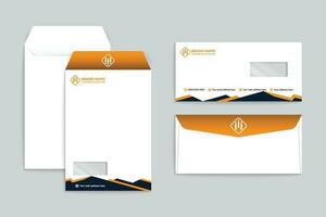 orange  and black color envelope design vector