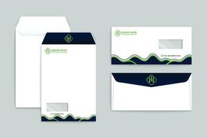 green  and black color envelope design vector