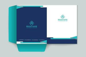 presentation folder design with blue color vector